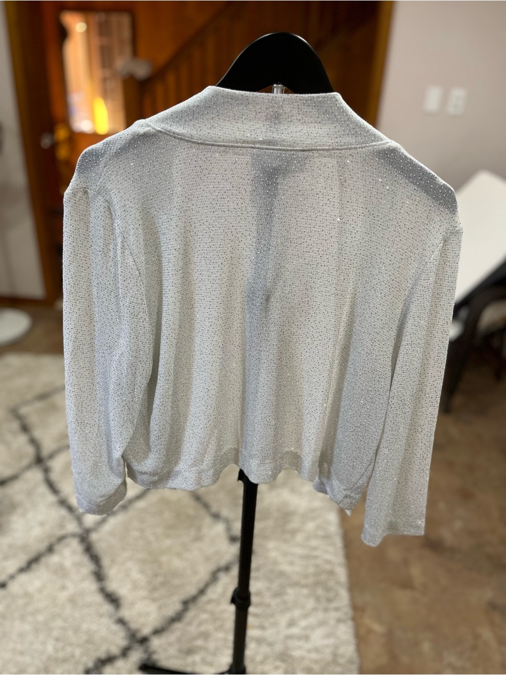 Perceptions Silver Open-Front Sparkle Cardigan - Picture 3 of 3